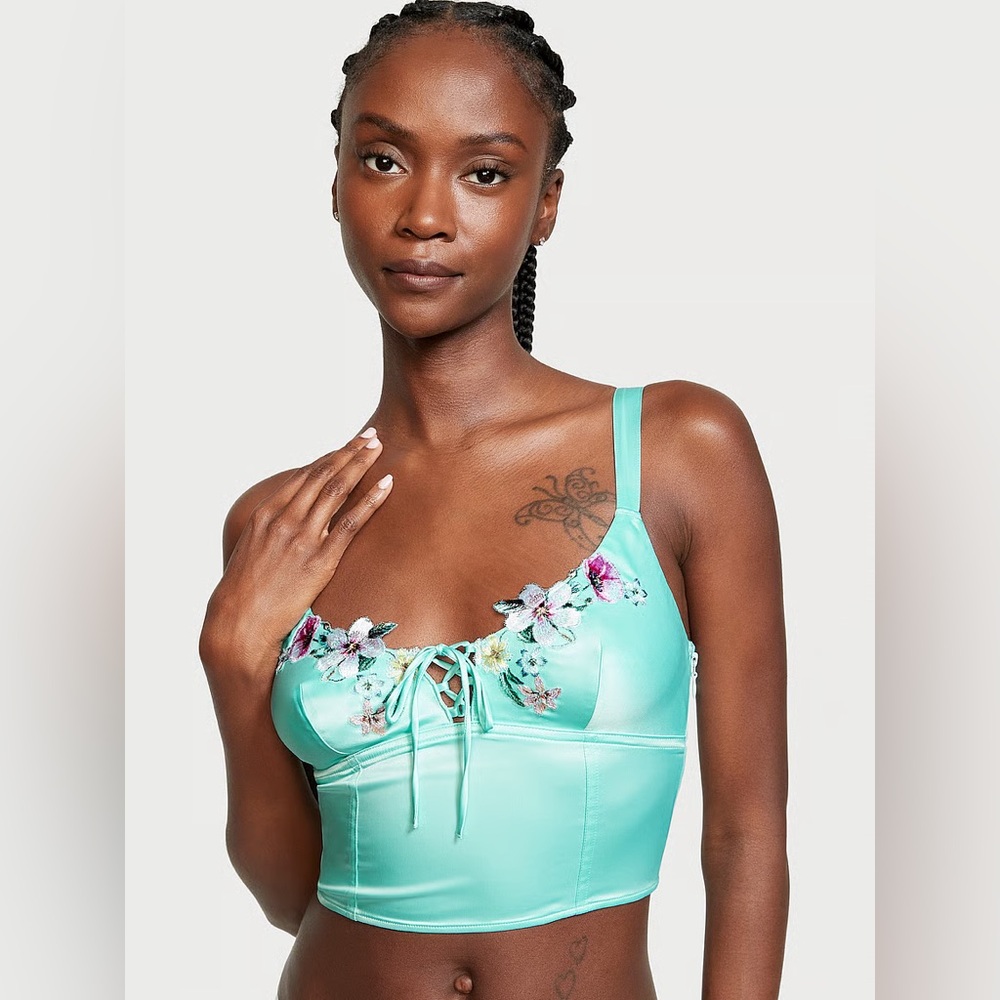 Victoria Secret Floral Embroidered Satin Top‎